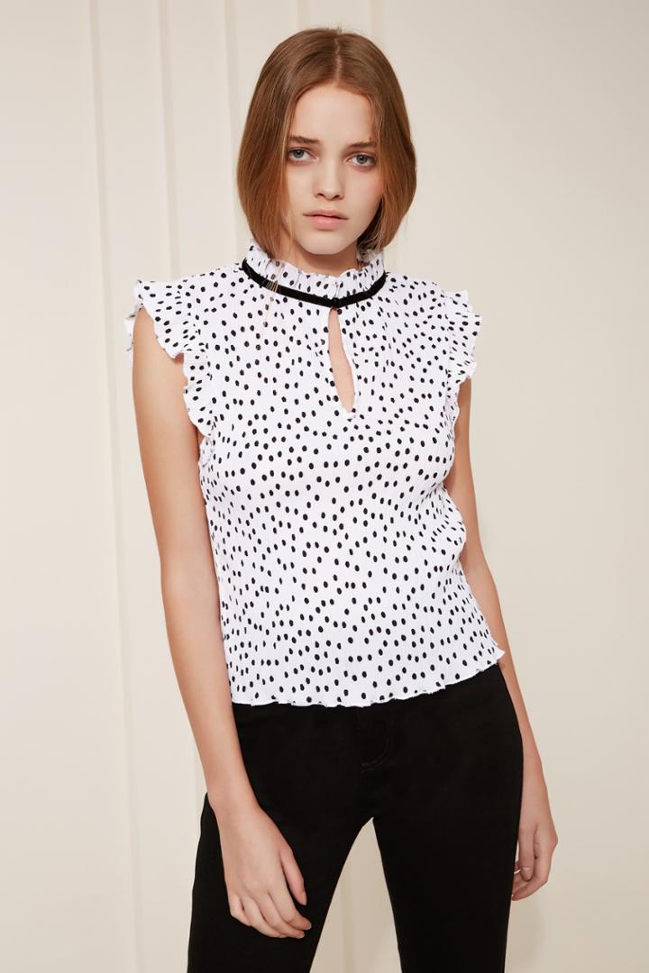 The Fifth The Fifth Atlanta Polka Dot Top White W Black