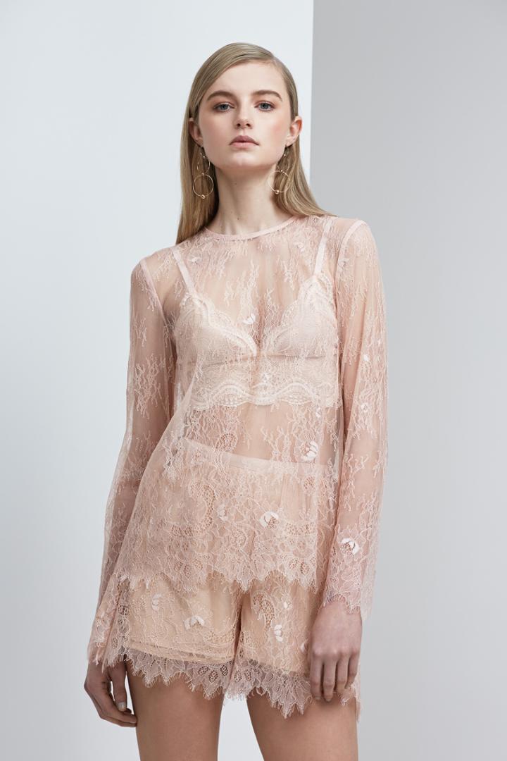 Keepsake Above Water Lace Long Sleeve Top Rose