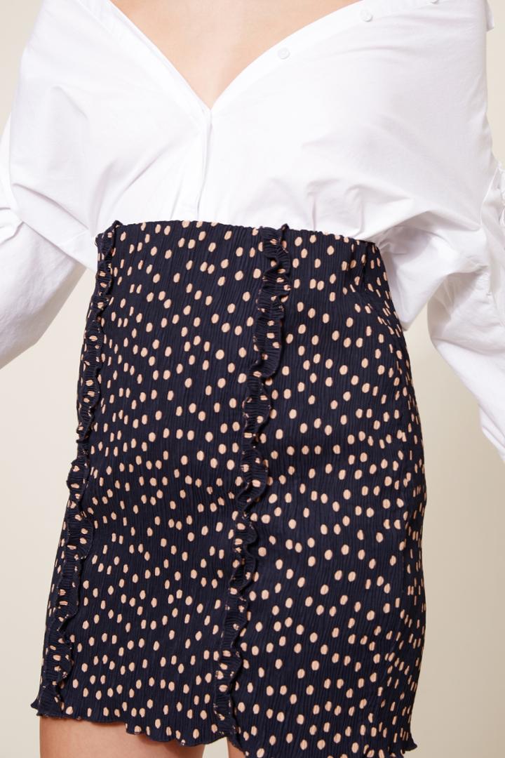 The Fifth The Fifth Atlanta Polka Dot Skirt Navy W Peachxxs, Xs,s,m