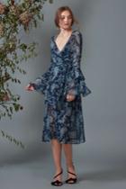 Keepsake Go With It Wrap Dress Navy Paisleyxxs, Xs,s,m,xl
