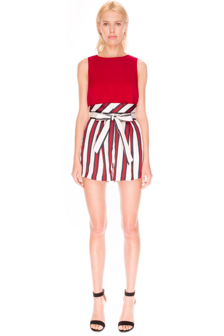 Finders Keepers Either Way Short Burgandy/navy Stripe