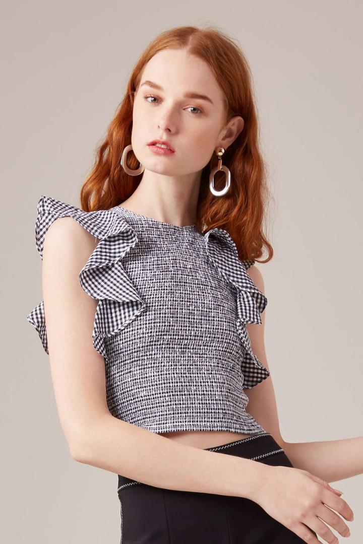C/meo Collective Best Love Short Sleeve Top Black Checkxxs, Xs,s,m,l