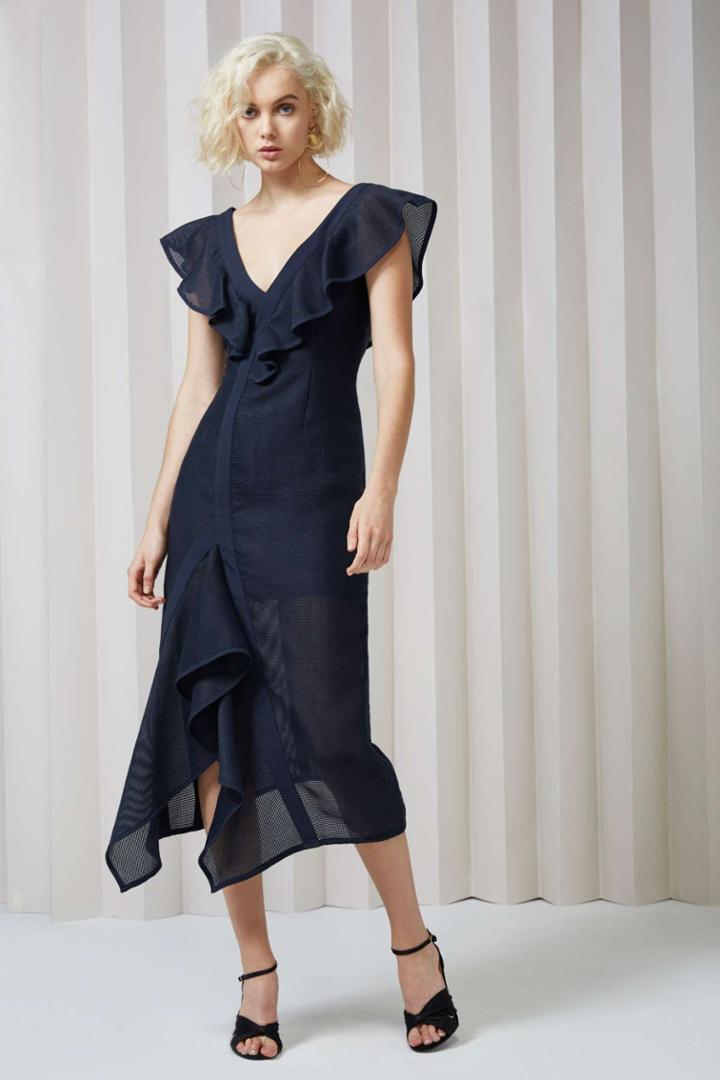 Keepsake Keepsake Flashing Lights Midi Dress Navy
