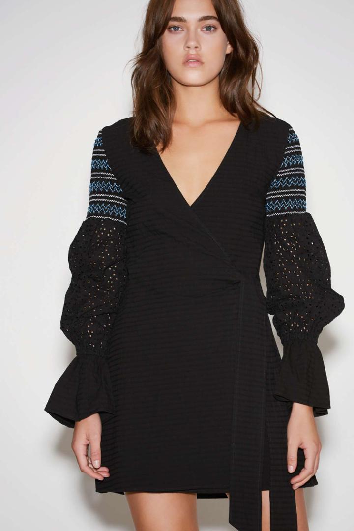 The Fifth Riverine Wrap Dress Blackxxs, Xs,s,m,l