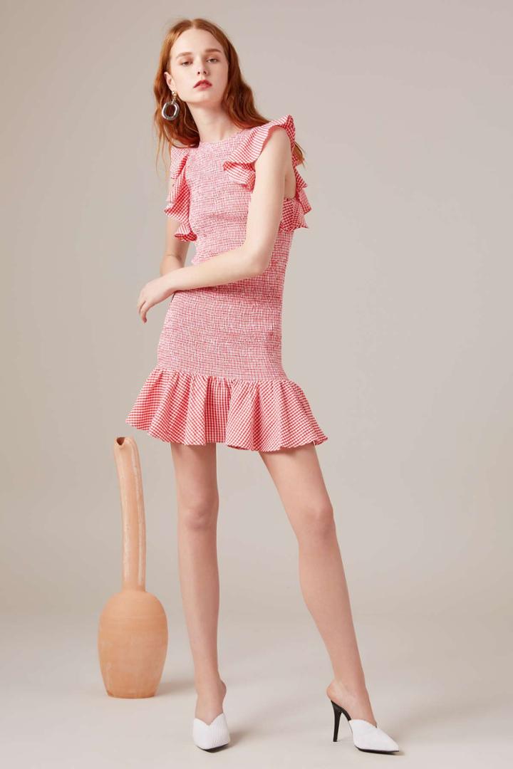 C/meo Collective Best Love Mini Dress Melon Checkxxs, Xs,s,m,l,xl