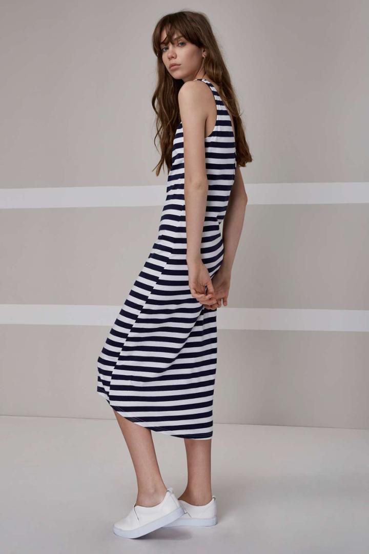 The Fifth The Fifth The Firefly Dress Navy And White Stripe