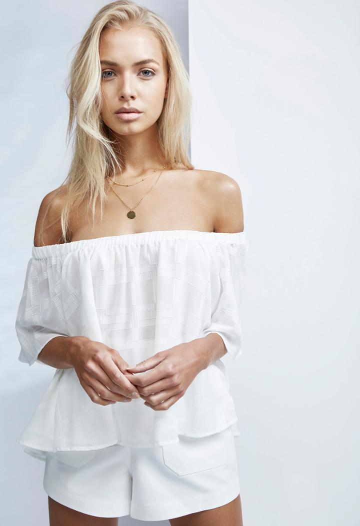 Finders Keepers Finders Keepers Better Days Ruffle Top Cloud