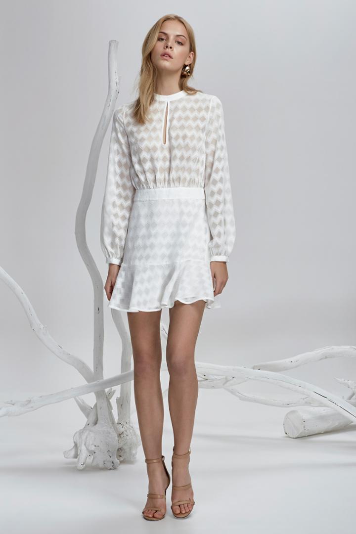 Finders Keepers Ascot Long Sleeve Dress Cloud