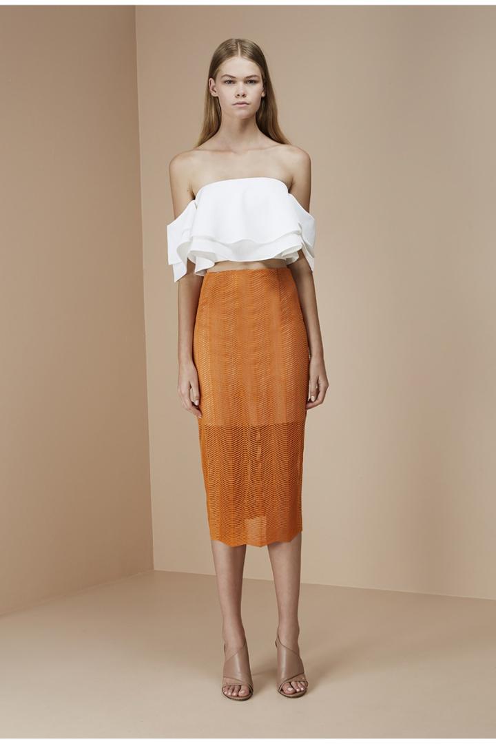Keepsake Keepsake Think Twice Lace Skirt Tangerine