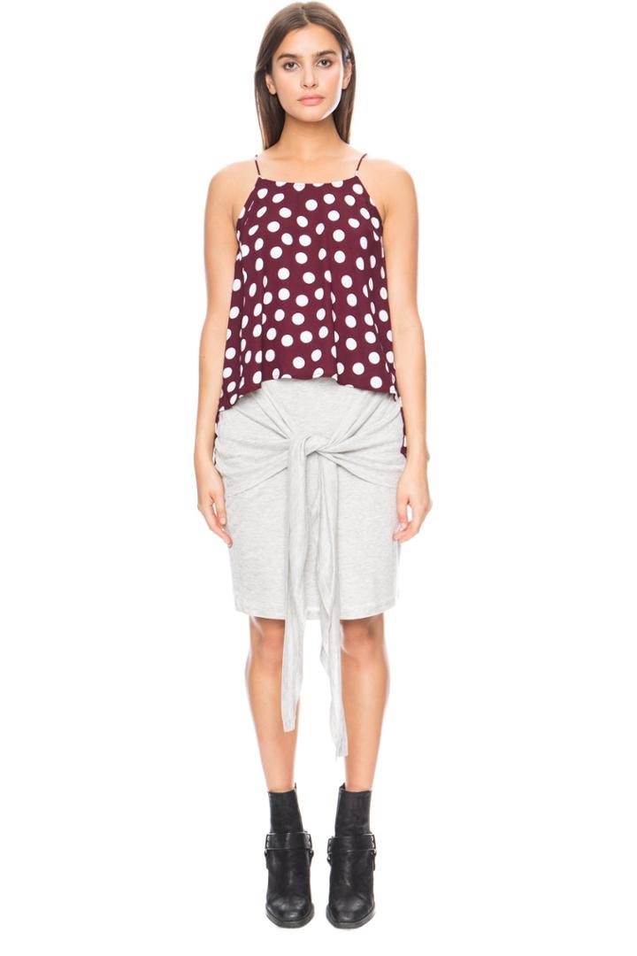 The Fifth The Fifth Last Flight Out Top Burgundy And White Polka Dot