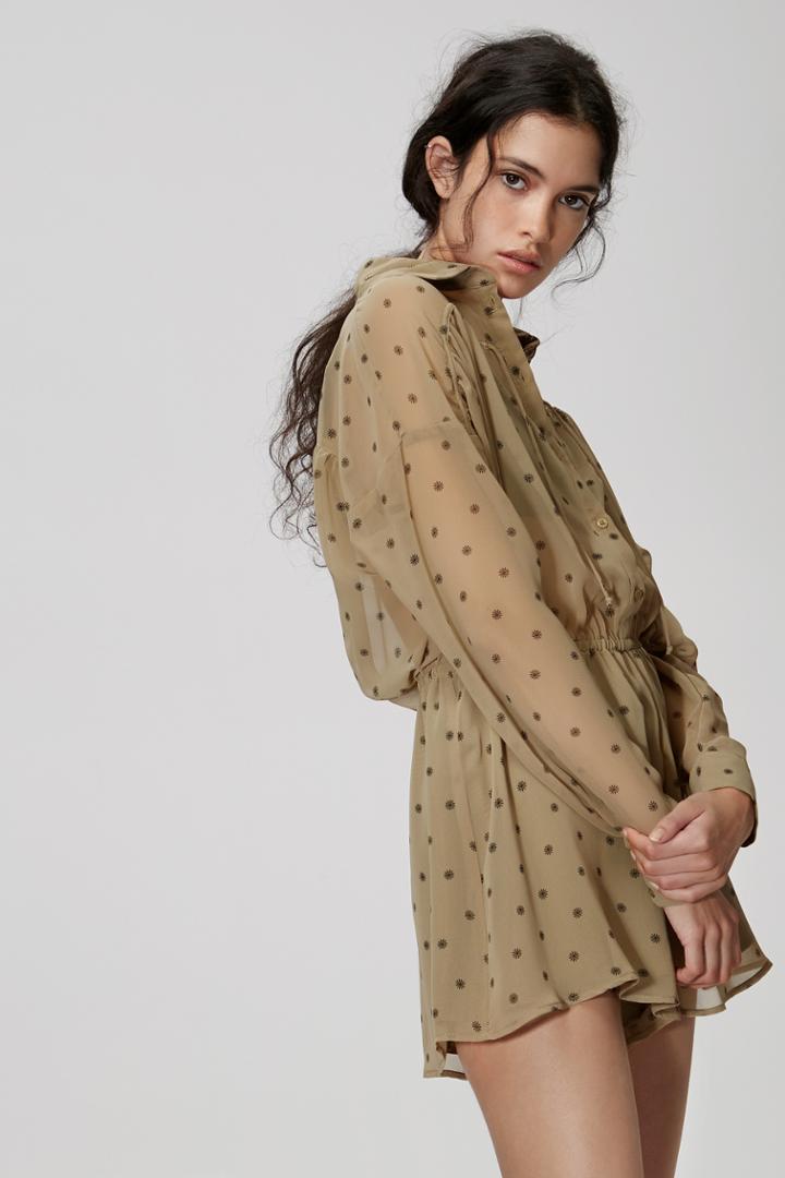 The Fifth Midnight Memories Playsuit Khaki Daisy Print