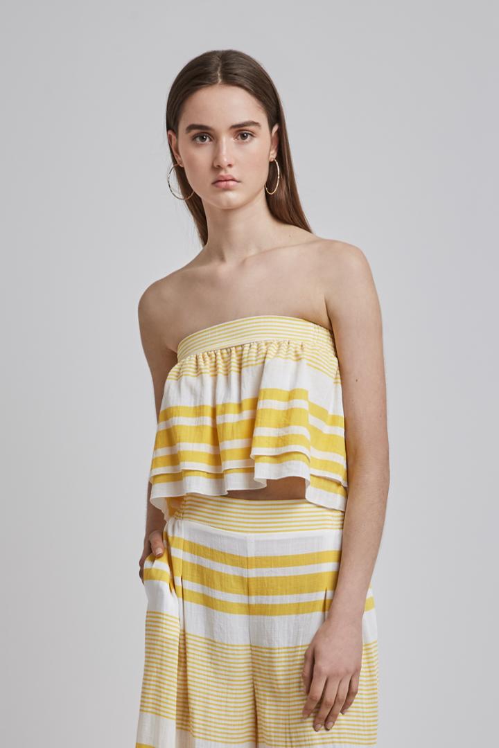 Finders Keepers Mason Strapless Crop Aspen Gold Stripe