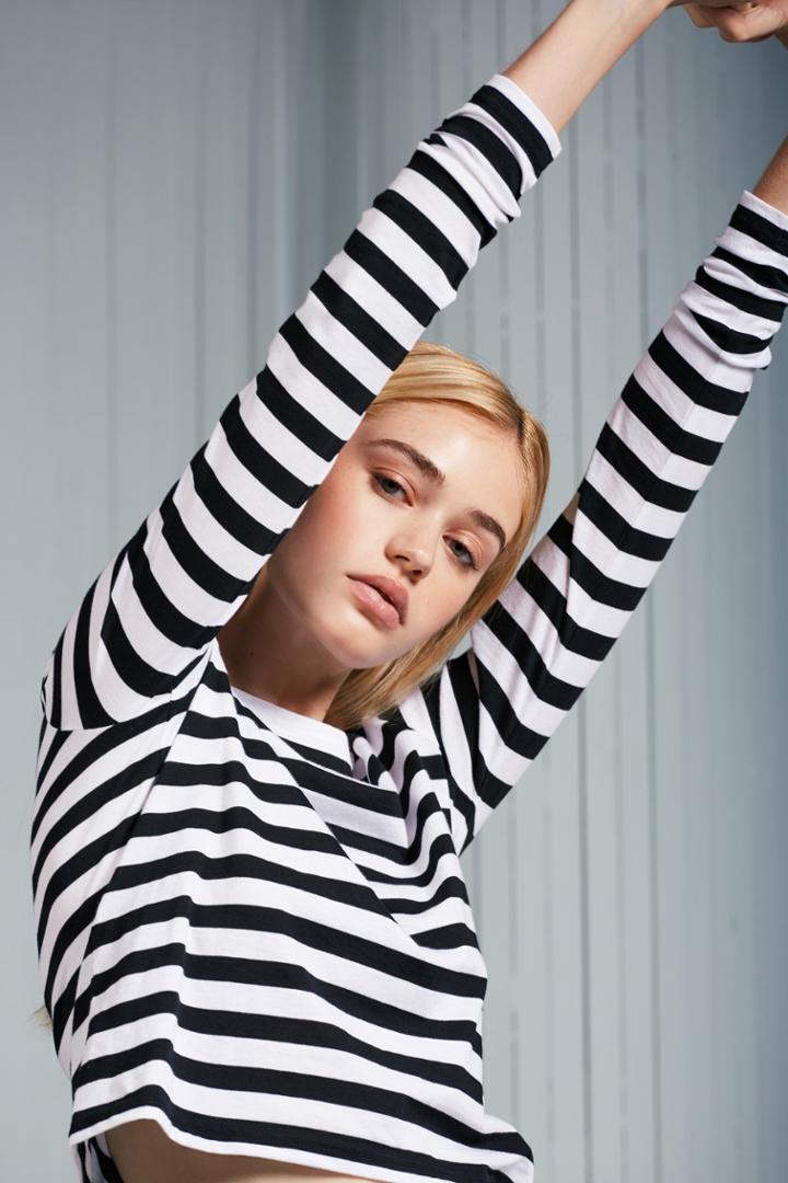 The Fifth The Fifth Symbol Stripe Long Sleeve Top White W Blackxxs, Xs,s,m,l,xl
