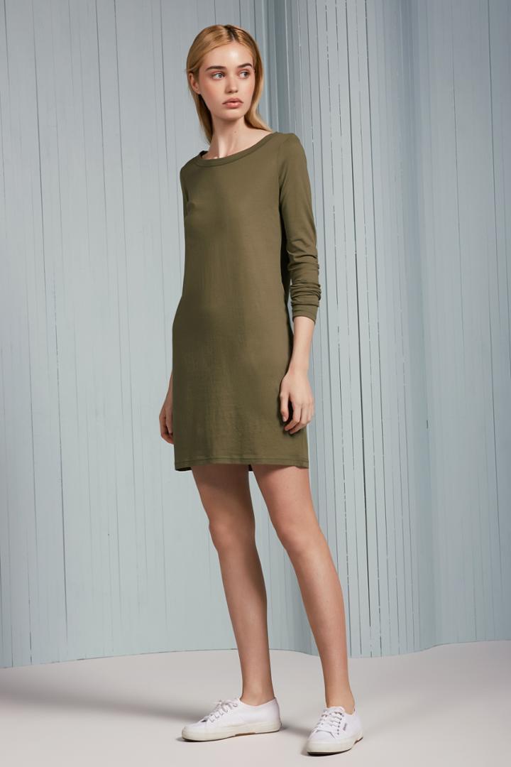 The Fifth The Fifth Symbol Long Sleeve Dress Khakixxs, Xs,s,m,l,xl