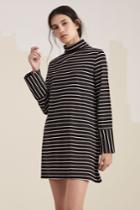 The Fifth Nothing To Chance Long Sleeve Dress Black And White Stripe
