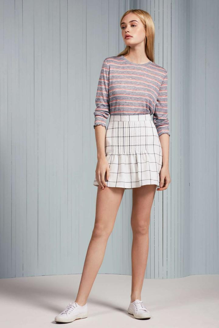 The Fifth Atticus Check Skirt White W Charcoalxxs, Xs,s,m,l,xl