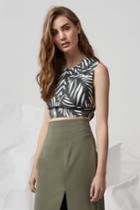 Finders Keepers Finders Keepers I Spy Tie Back Crop Khaki Base Leaf Printxs