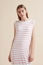 The Fifth Deep Valley Dress White And Tangerine Stripe