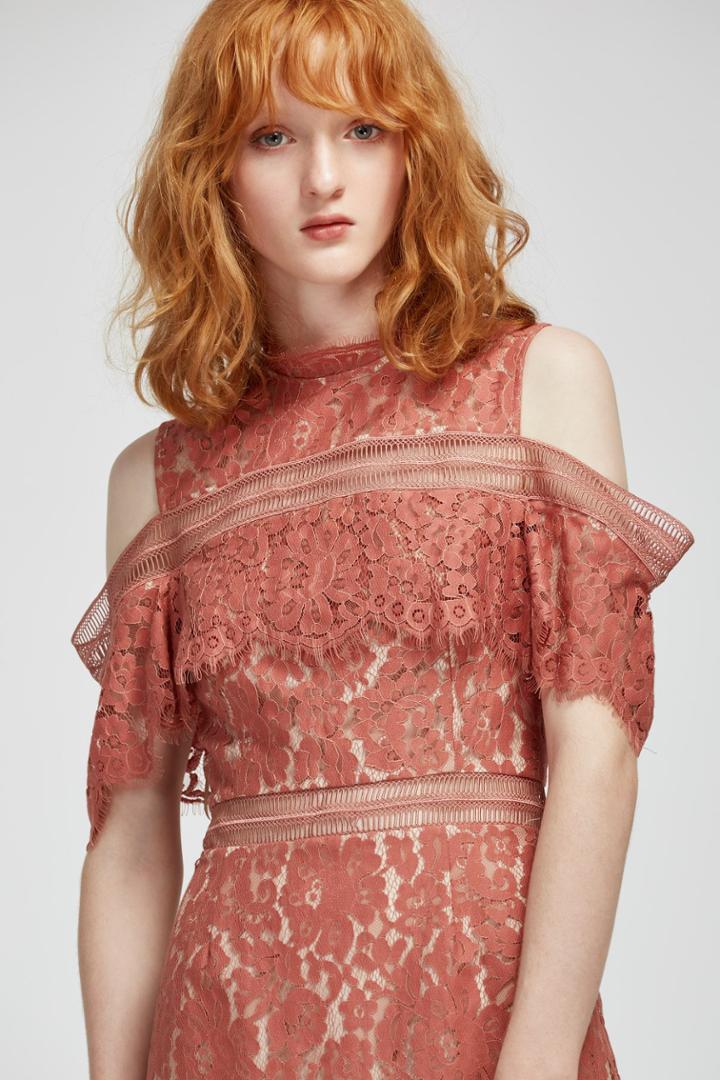 Keepsake Oblivion Lace Mini Dress Spice