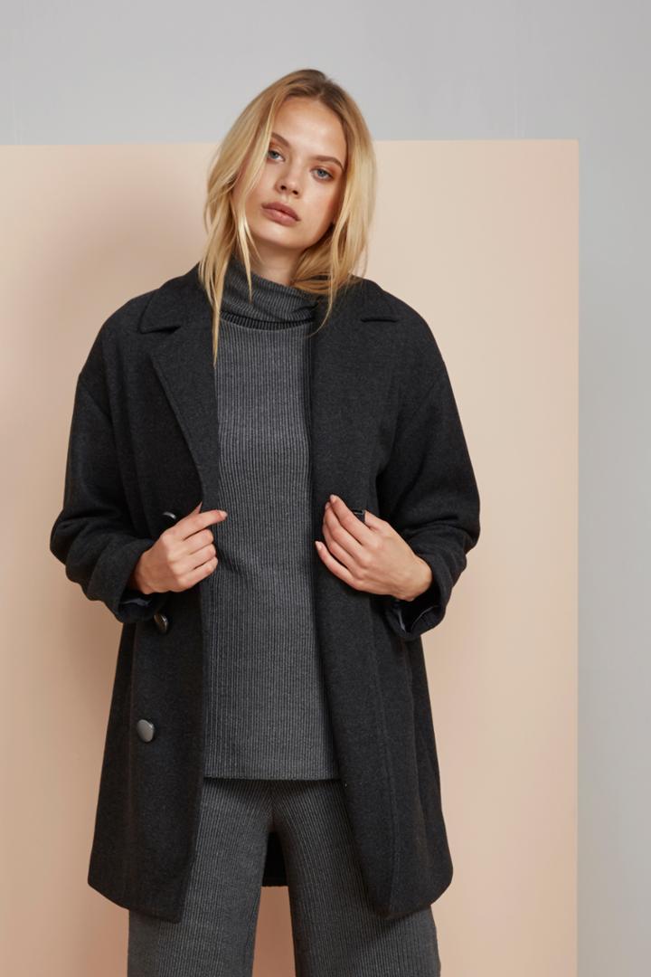 Finders Keepers Seidler Coat Dark Grey Marle