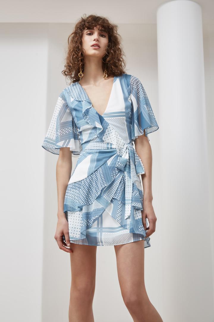 C/meo Collective C/meo Collective Allude Mini Dress Steel Blue Scarf