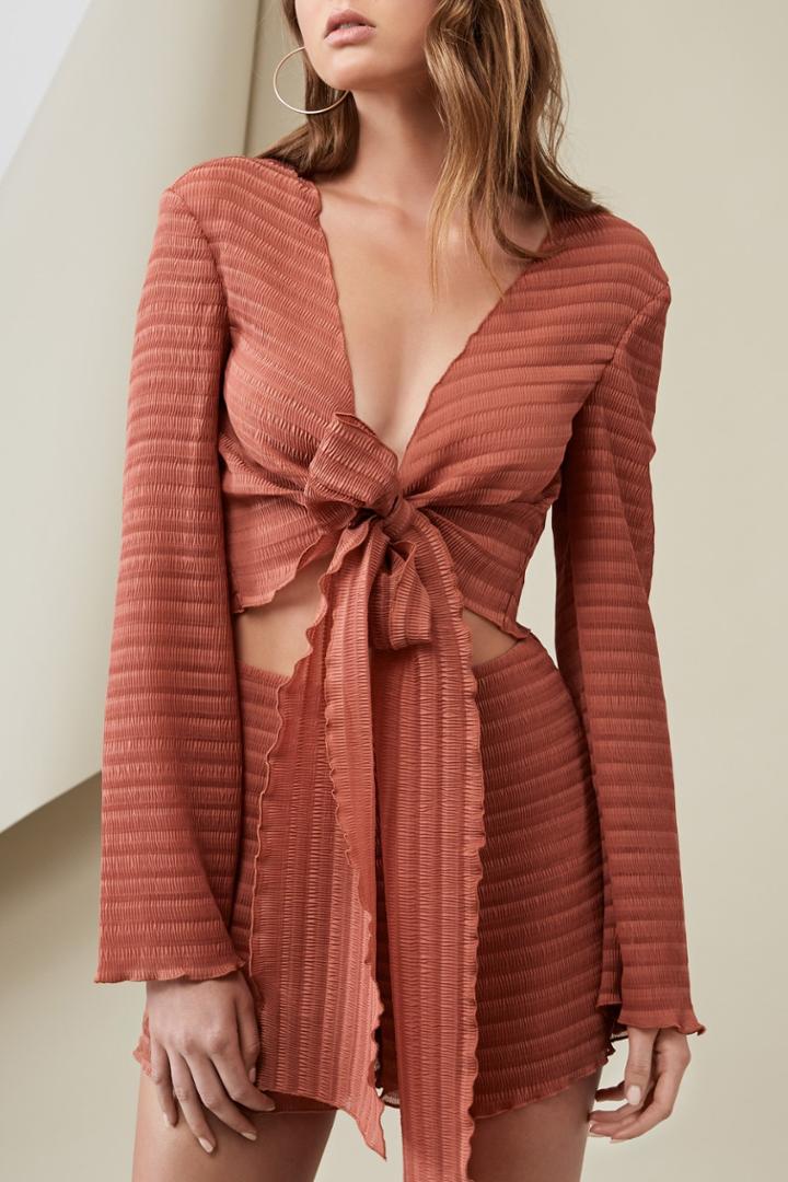 Finders Keepers Pierre Long Sleeve Top Papaya