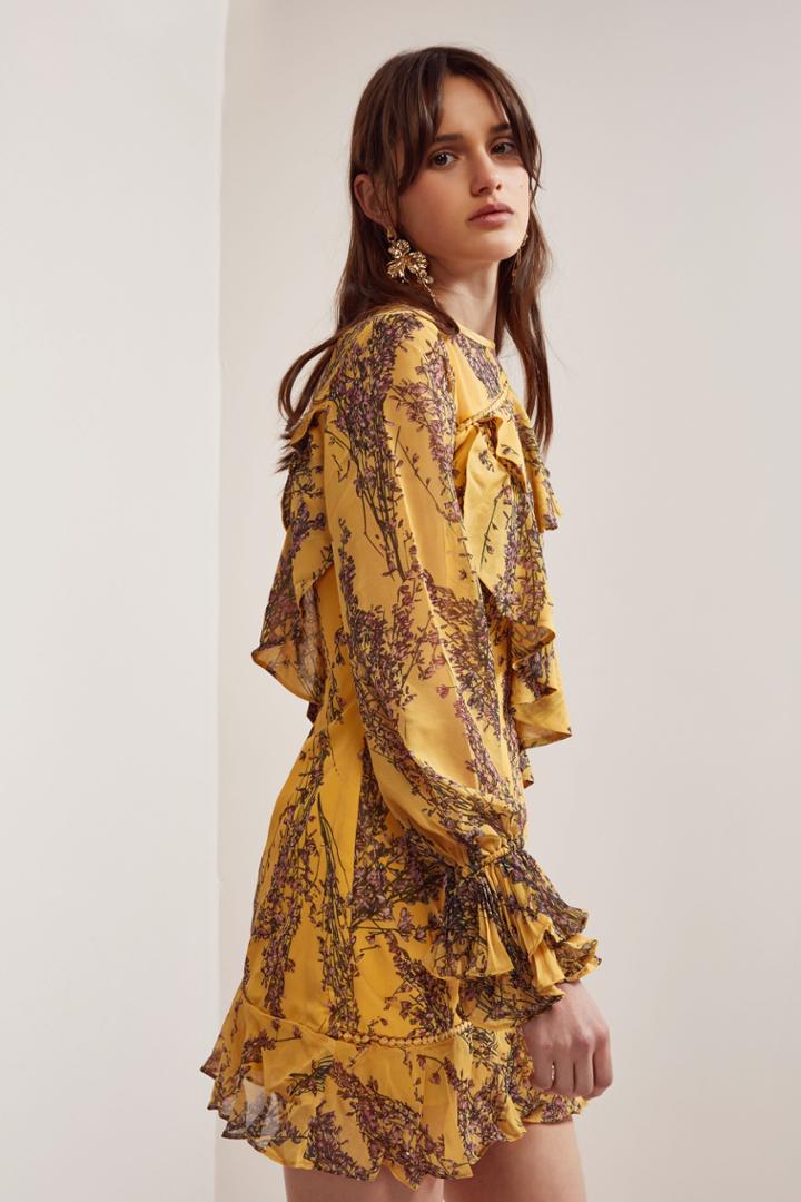 Keepsake Keepsake Light Up Long Sleeve Mini Dress Golden Wildflower Floralxxs, Xs,s,m,l,xl