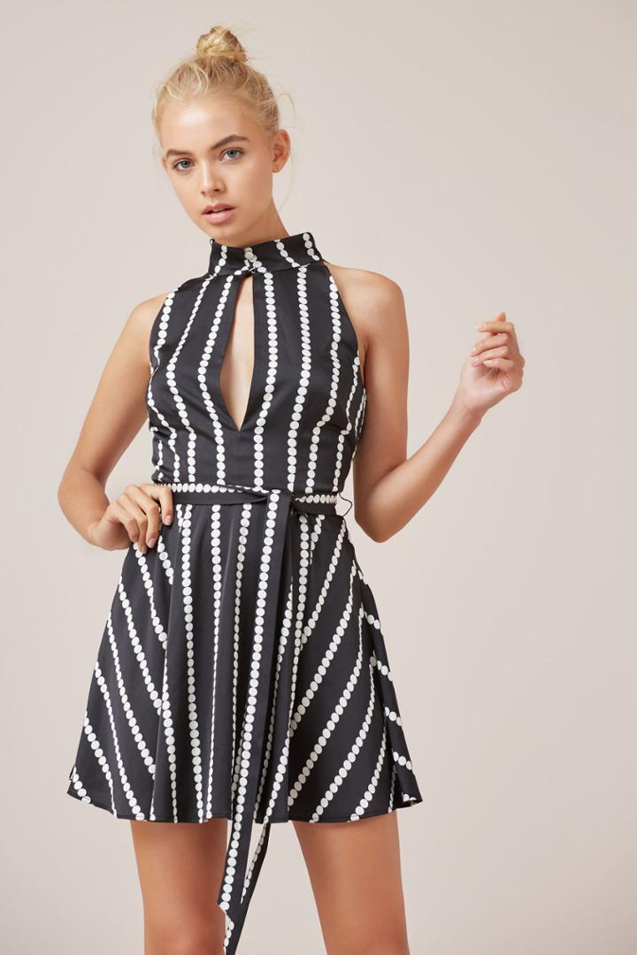 Finders Keepers Carlos Short Sleeve Dress Black Base Spot Print
