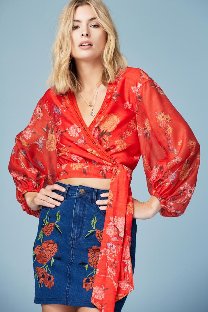 Finders Keepers Finders Keepers Flicker Long Sleeve Top Red Floralxxs, Xs,s,m,l,xl