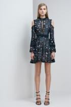 Keepsake Night Dance Long Sleeve Mini Dress Black Floral