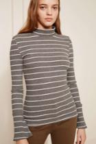 The Fifth Astrid Stripe Long Sleeve Top Charcoal W Greyxxs, Xs,s,m,l,xl