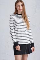 The Fifth Three Days Long Sleeve Top White And Navy Stripe