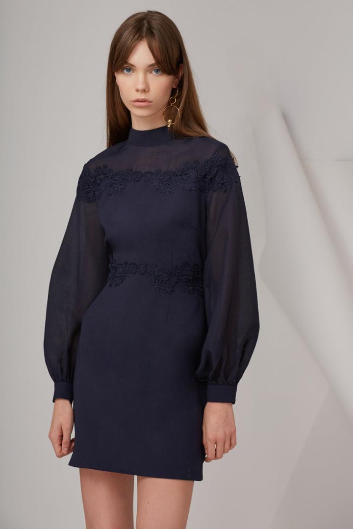 Keepsake Sweet Dreams Long Sleeve Mini Dress Navy