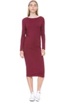 The Fifth Time Lapse Long Sleeve Dress Burgundy And Navy Stripe