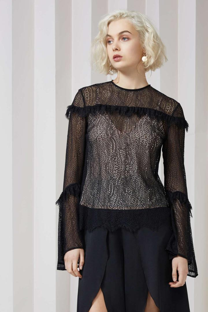 Keepsake Slide Long Sleeve Lace Top Blackxxs, Xs,s,m,l