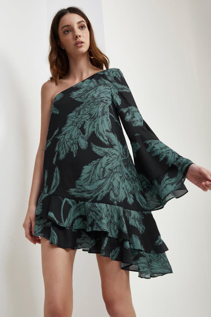 C/meo Collective Enlighten Long Sleeve Dress Black Infinite Floral