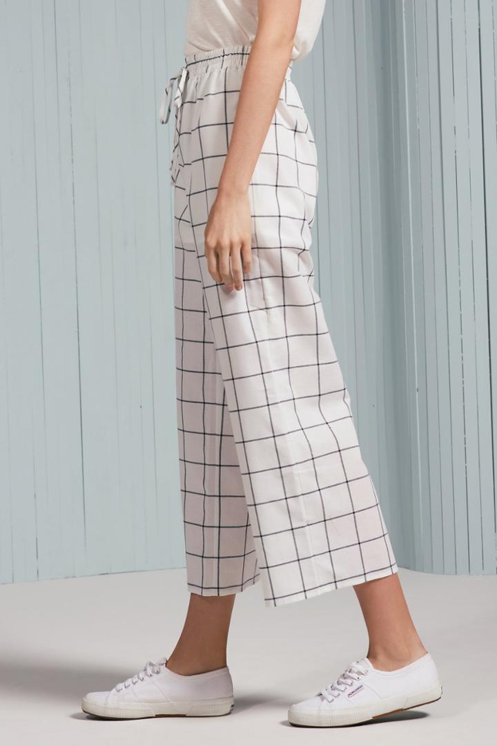 The Fifth The Fifth Atticus Check Pant White W Charcoalxxs, Xs,s,m,xl