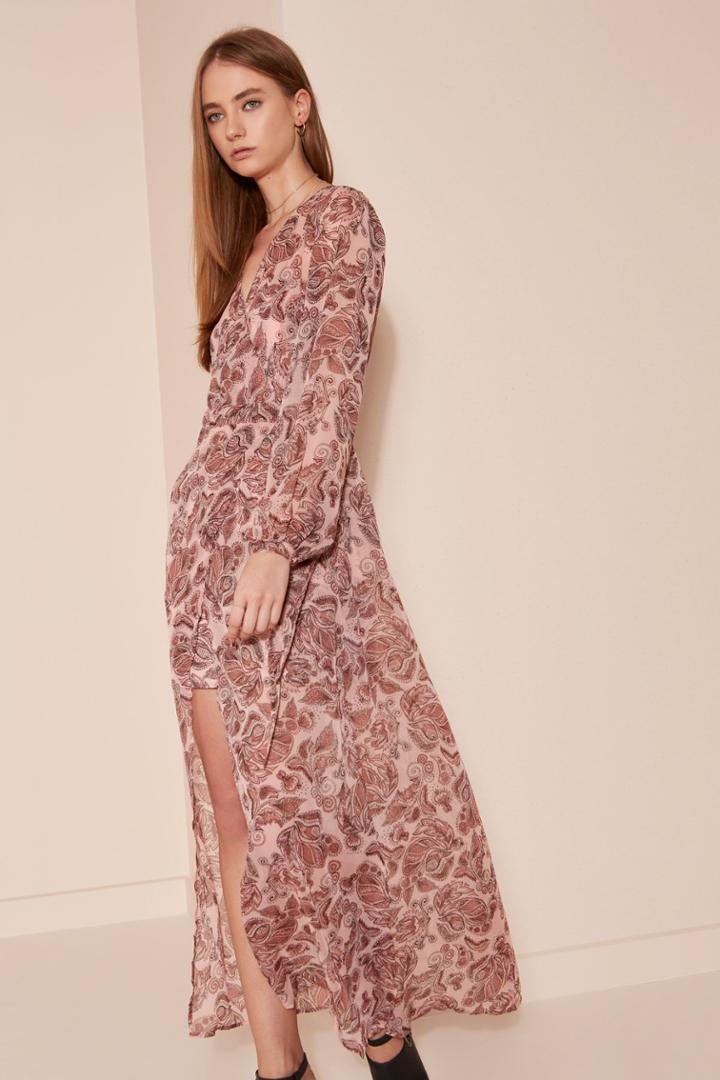 The Fifth Siren Calls Wrap Dress Dusty Paisley Print