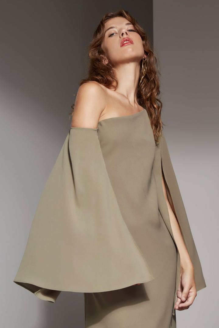 C/meo Collective Beyond Me Full Length Dress Khaki