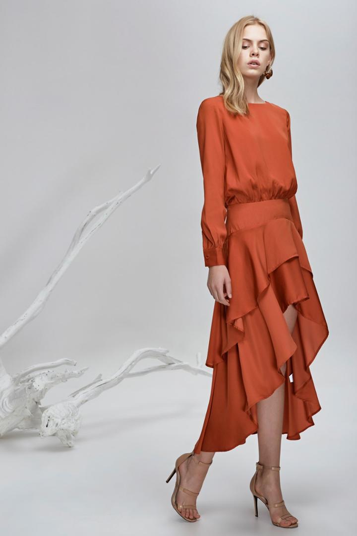 Finders Keepers Stevie Long Sleeve Dress Saffron