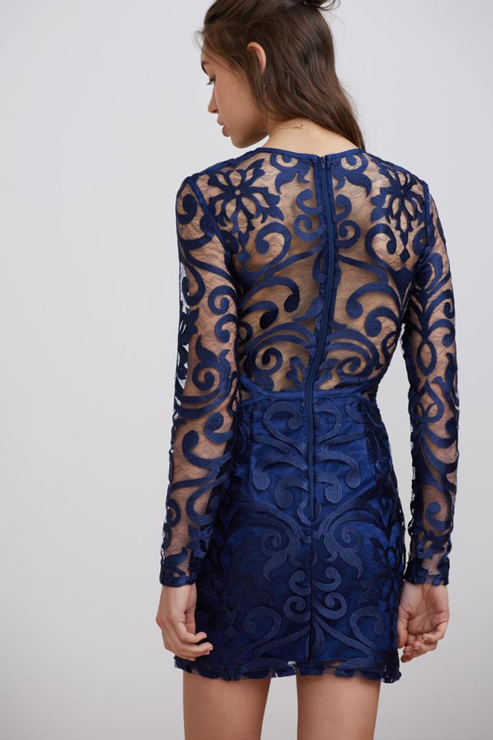 Finders Keepers Finders Keepers Alchemy Long Sleeve Mini Dress Navyxxs, Xs,s,m,l