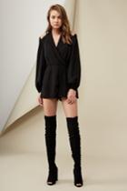 Finders Keepers Raphael Wrap Playsuit Black
