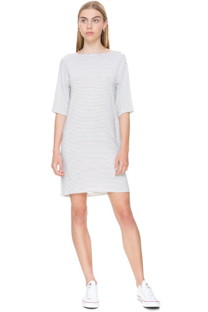 The Fifth Time Lapse Dress White And Black Stripe