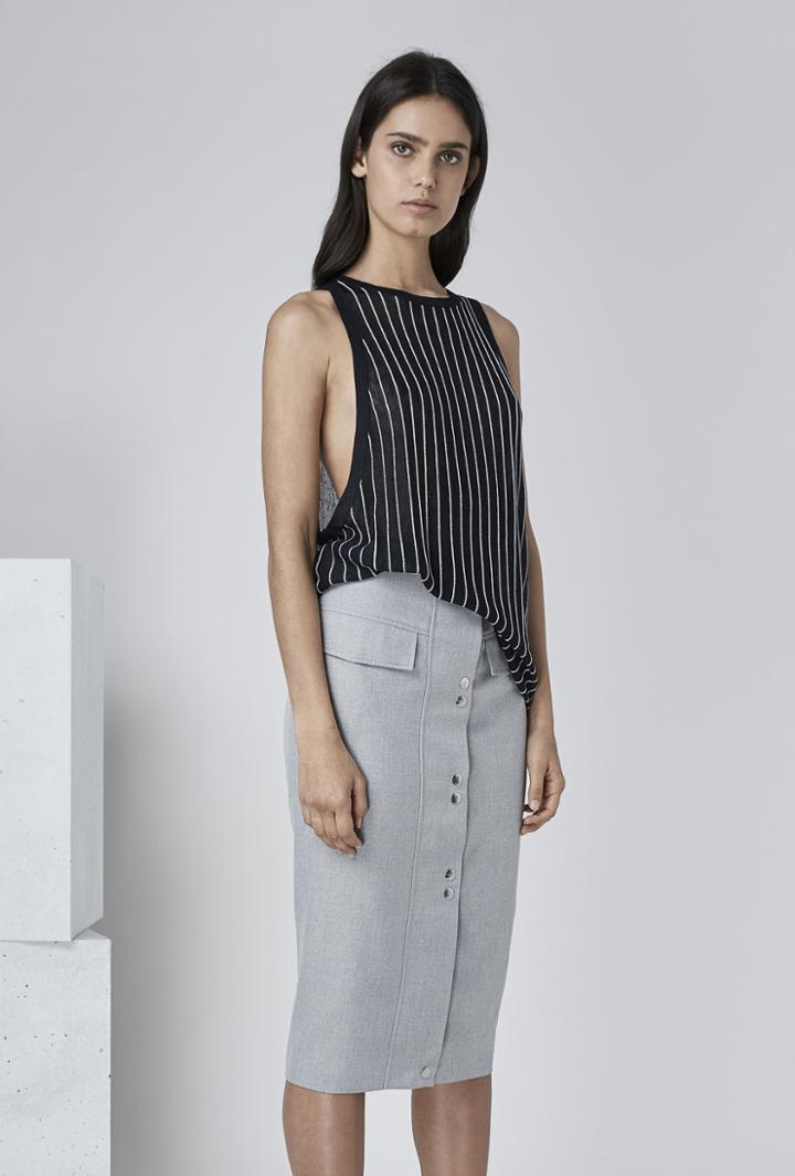 Finders Keepers Finders Keepers Dissolve Knit Short Sleeve Navy Stripe