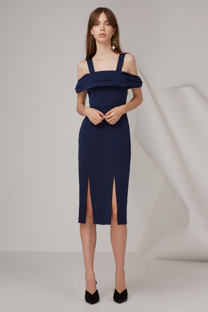 Keepsake Too Late Midi Dress Navy