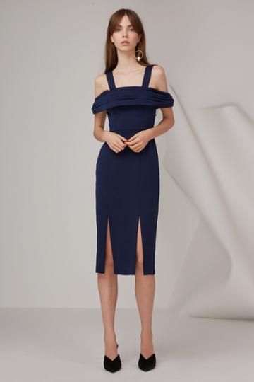Keepsake Too Late Midi Dress Navy