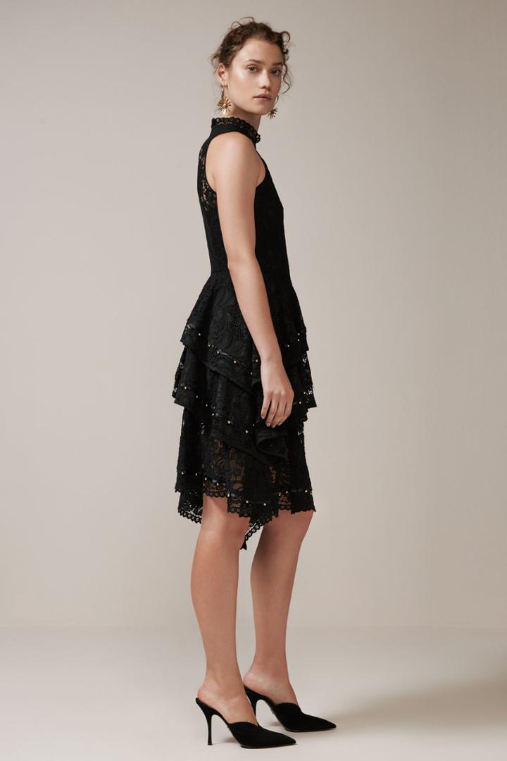 Keepsake Star Crossed Lace Dress Black
