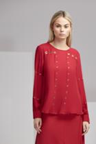 Finders Keepers Maddox Long Sleeve Top Crimson
