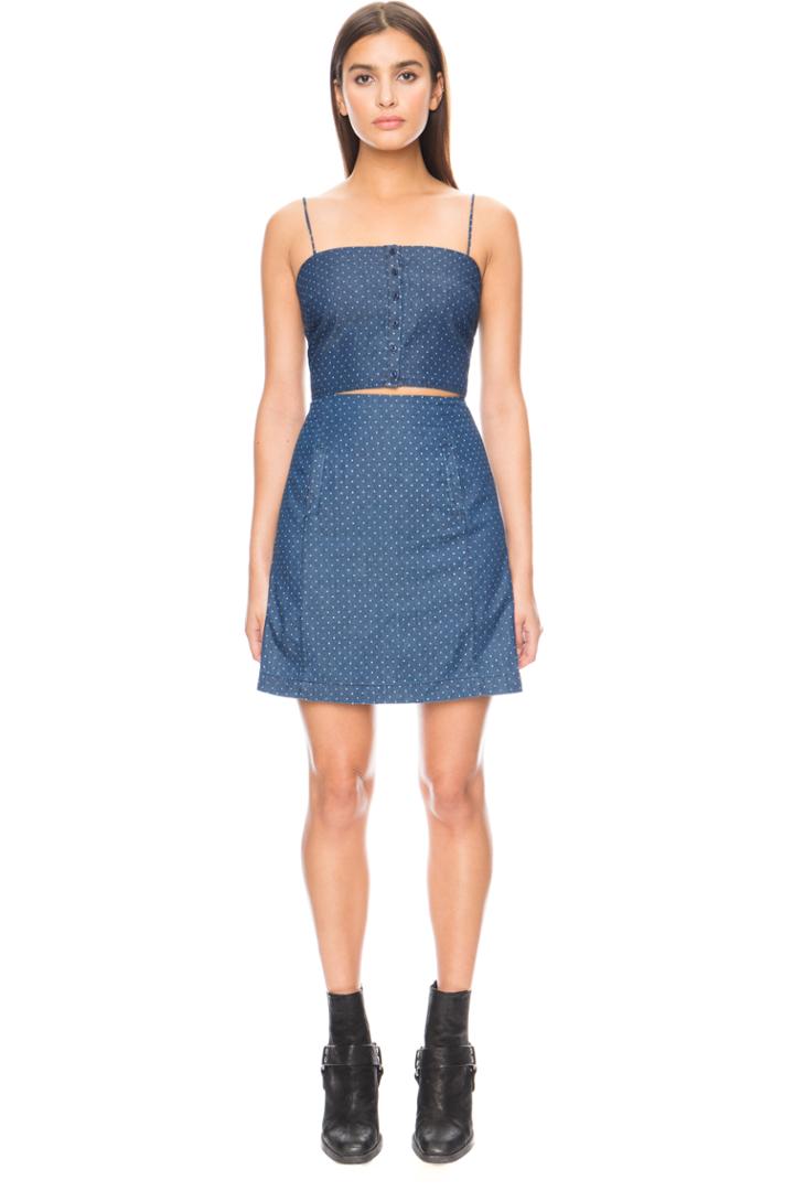 The Fifth Let's Dance Skirt Chambray Polka Dot