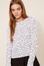 The Fifth The Fifth Atlanta Polka Dot Long Sleeve Top White W Blackxxs, Xs,s,m,l